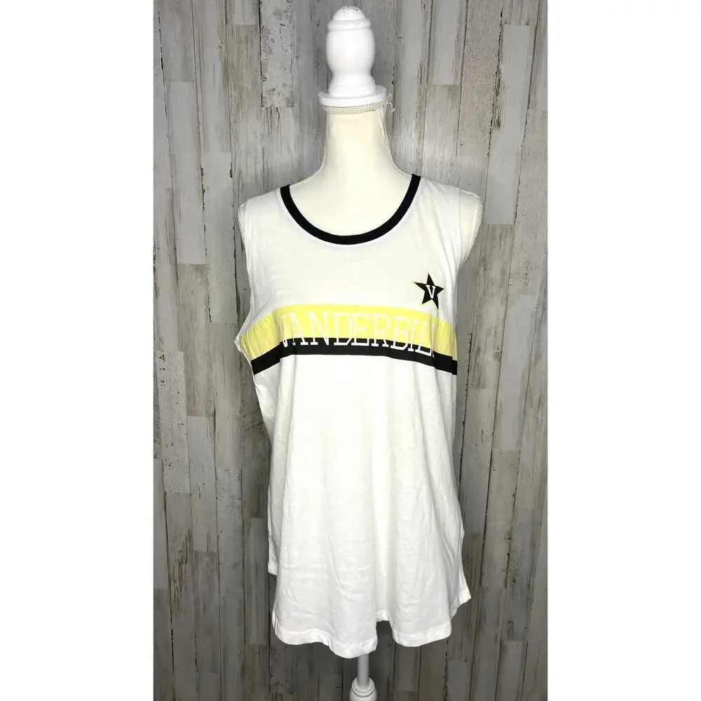 NWT Women's White Yellow Black Striped Vanderbilt‎ Sleeveless Tank Top